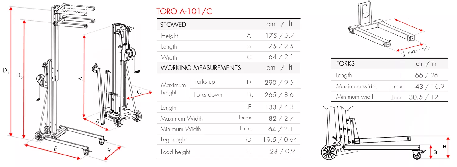 Podnośnik towarowy Guil TORO A-101/C