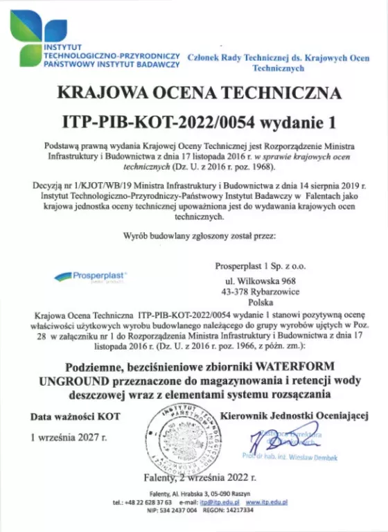Podziemny zbiornik na wodę deszczową Waterform Unground Tank-1000C | 