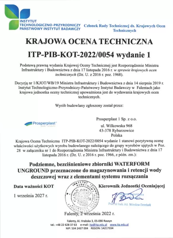 Podziemny zbiornik na wodę deszczową Waterform Unground Tank-2000C | 