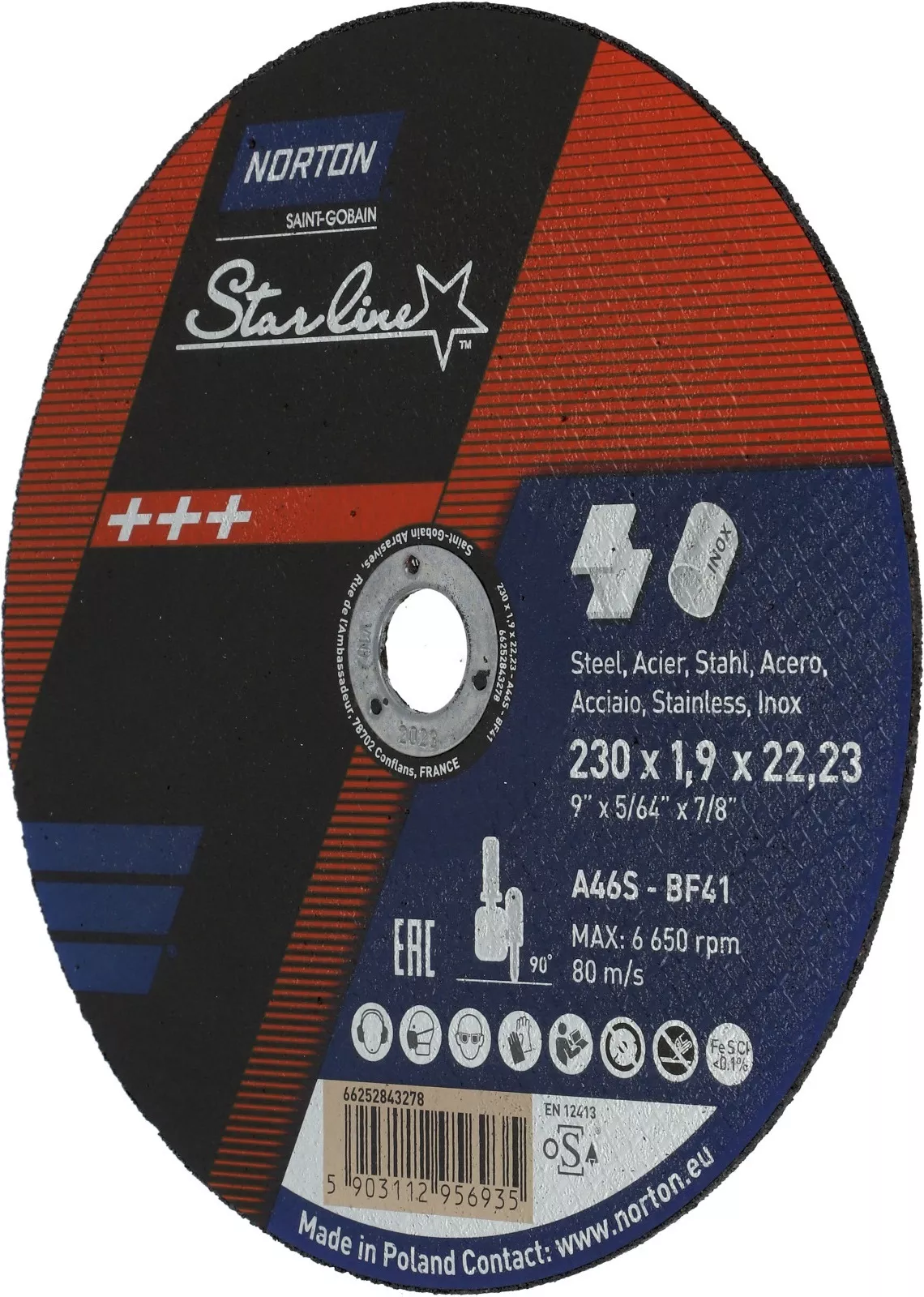 Tarcza szlifierska Norton Starline A 46 S 230 mm  