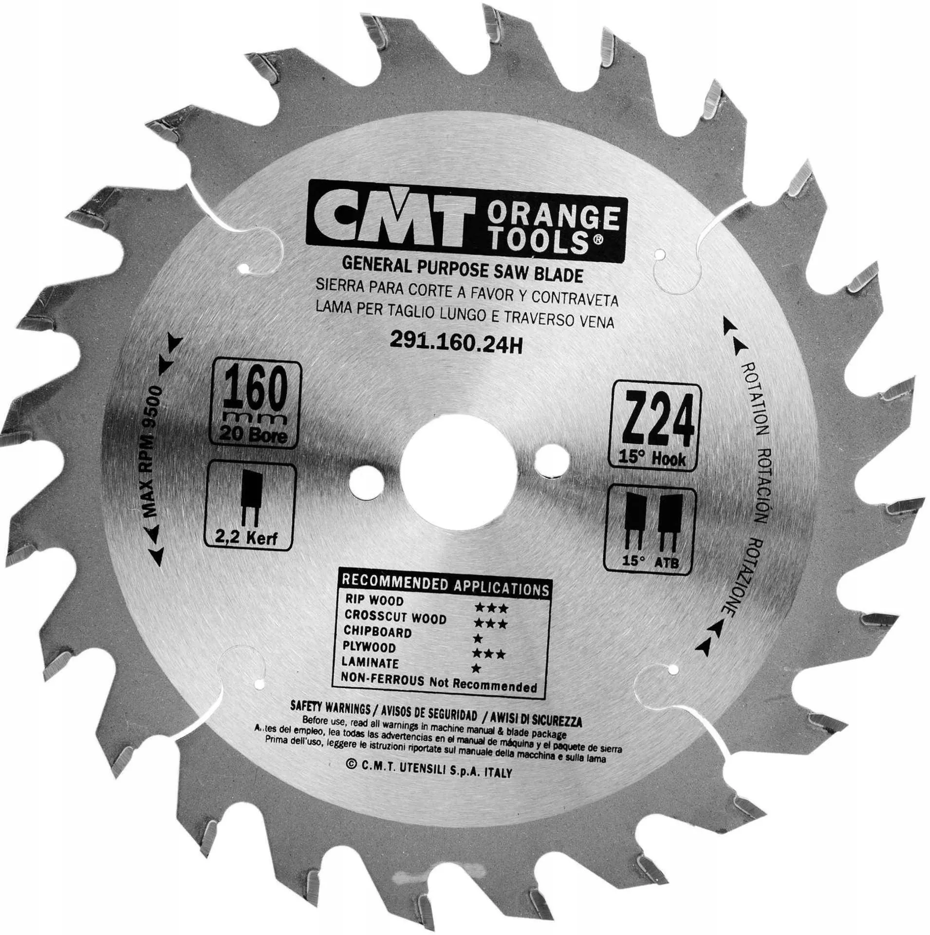 Tarcza tnąca CMT Orange Tools D 160, F 20, Z 24 | 