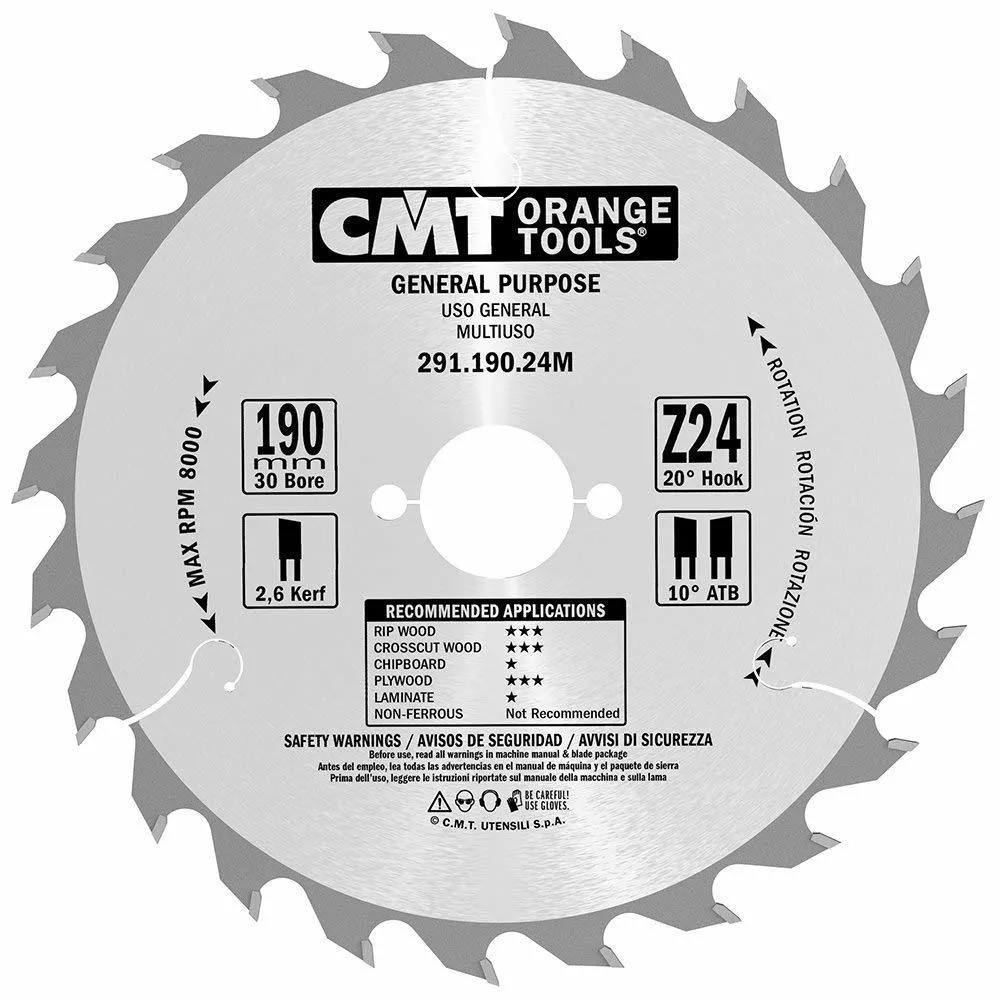 Tarcza tnąca CMT Orange Tools HM D 190, F 30, Z 24 | 