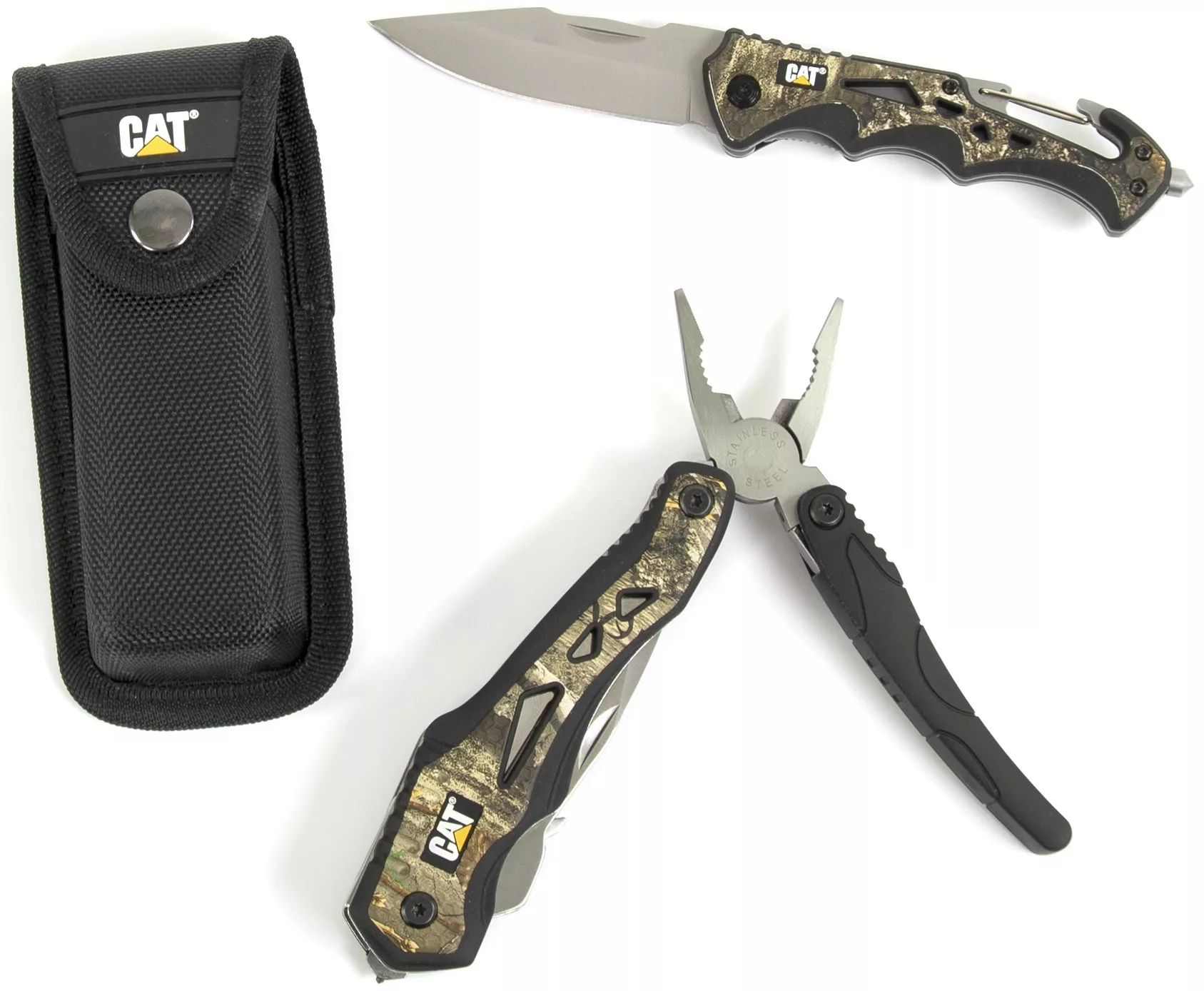 Zestaw Caterpillar 2 szt. Real Tree Camo MultiTool 7w1 i Nóż